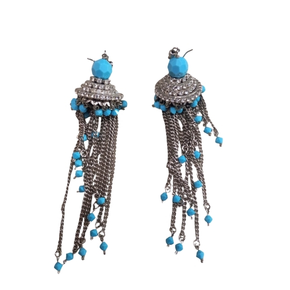 3 sets of exotic India Art Azure Polki Post Earrings with Cut Glass - Picture 5 of 6